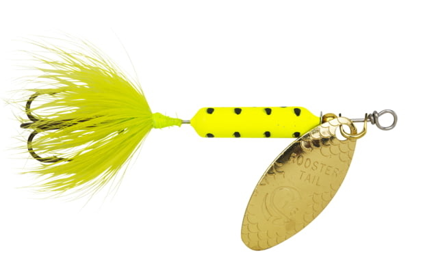 Worden's Rooster Tail In-Line Spinner 2in 1/16 oz Treble Hook Chartreuse Dalmation