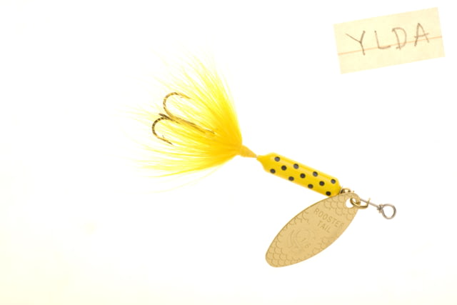 Worden's Rooster Tail In-Line Spinner 2in 1/16 oz Treble Hook Yellow Dalmation