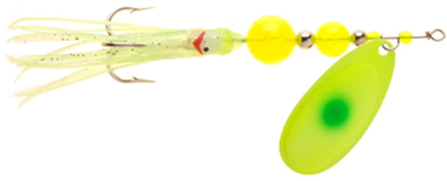 Yakima Bait Flash Glo UV Squid Casting Spinner 1/2 oz Chartreuse Green Dot with Chartreuse Squid