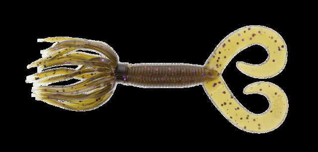 Yamamoto Baits Double Tail Hula Grubs - 10 Packs Green Pumpkin w/ Purple & Copper Flake