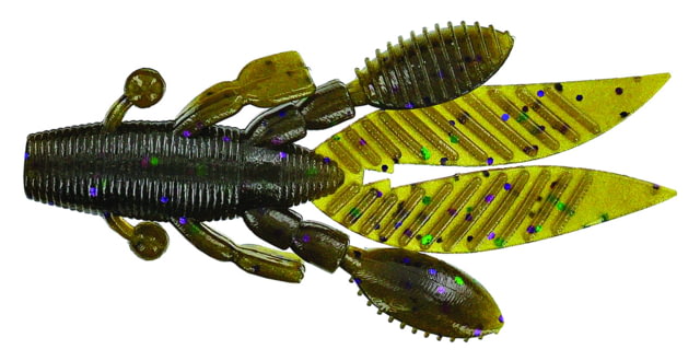 Yamamoto Baits Flappin' Hog Creature Bait 3.75in 7pk Green Pumpkin with Large Green & Large Purple
