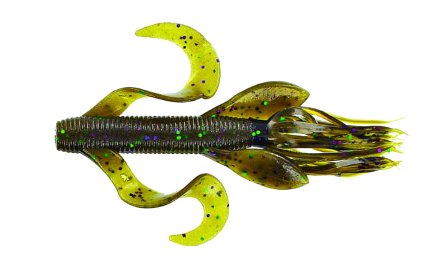 Yamamoto Baits Kreature 4in 7pk Green Pumpkin with Large Green & Large Purple