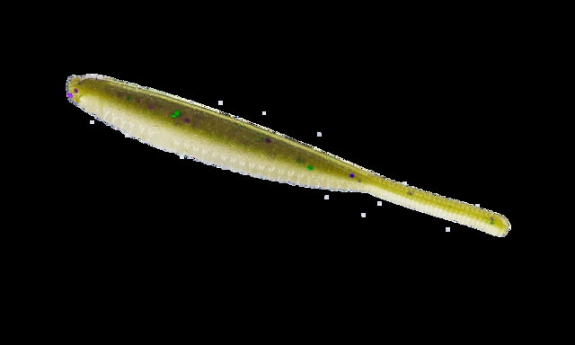 Yamamoto Baits Yamamoto Baits Shad Shape Worm 3.75in Lt Grn Pumpkin w/ Lrg Grn Purple Flake / Clear Bel
