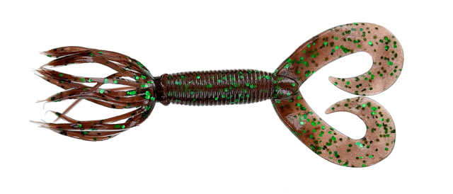 Yamamoto Baits Double Tail 5in Hula Grub 10 Pack Cinnamon Brown With Large Green