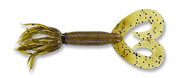 Yamamoto Baits Double Tail 5in Hula Grub 10 Pack Green Pumpkin with Purple & Small Copper