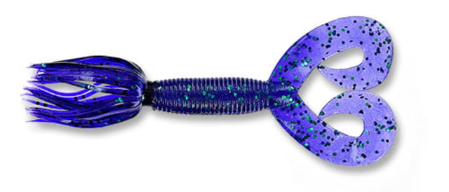 Yamamoto Baits Double Tail 5in Hula Grub 10 Pack Junebug Purple with Emerald Flake