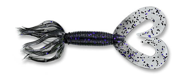 Yamamoto Baits Double Tail 5in Hula Grub 10 Pack Smoke with Large Black & Purple