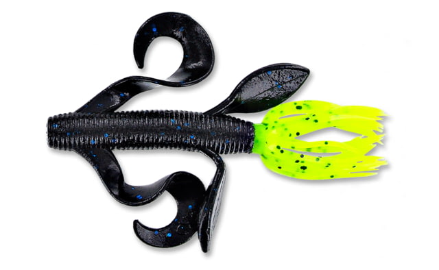 Yamamoto Baits Kreature Soft Bait 7 4in Black With Large Blue Body & Chartreuse With Large