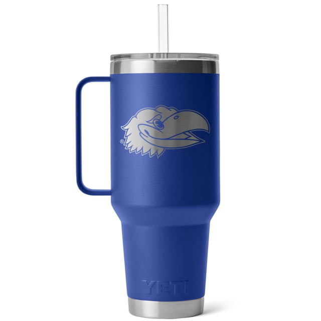 Yeti Yeti Rambler 42 oz Straw Mug w/Straw Lid Blue/NCAA Kansas