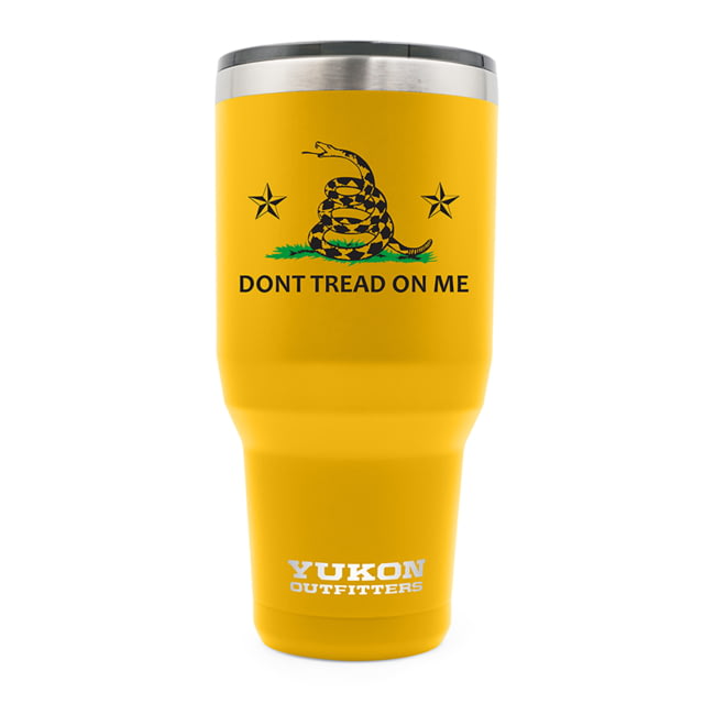 Yukon Outfitters 40oz Tumbler Gold with Dont Tread on Me printed logo