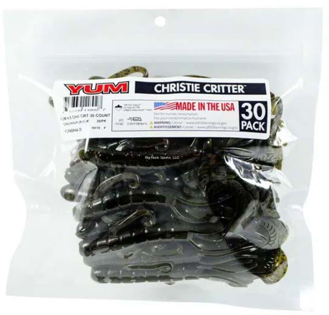 Yum Yum Christie Critter Swim Bait 30 Pack 4.5in Green Pumpkin 30pk