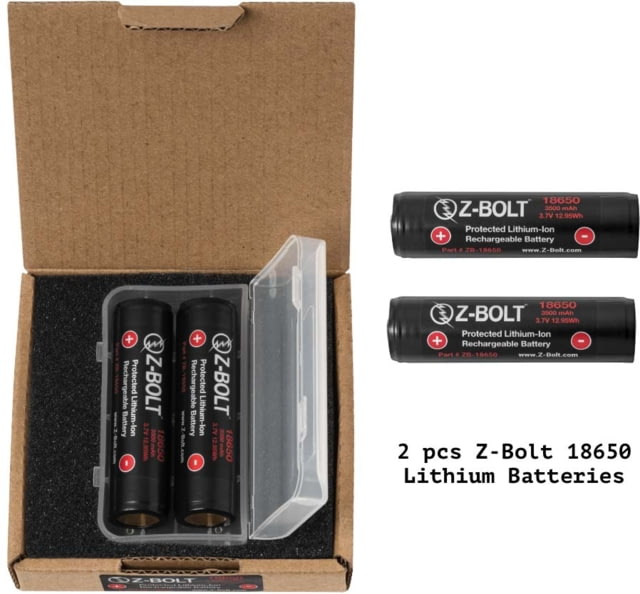 Z-Bolt Rechargeable  Batteries for High Discharge Flashlights Weapon Lights & Illuminators 2 Pack