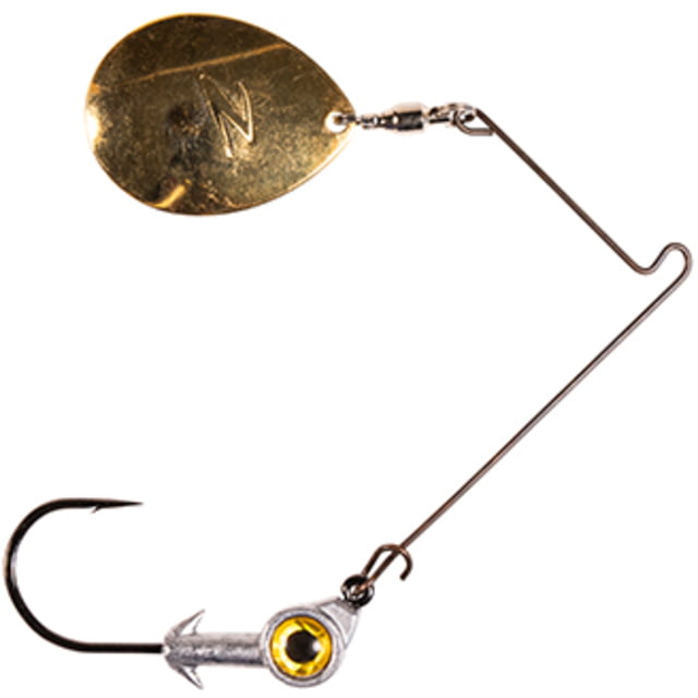 Z-man Bullzeye Skirtless Spinnerbait Fishing Hook Size 4.5 3/0 Hook 1/8 oz 1 Piece Gold