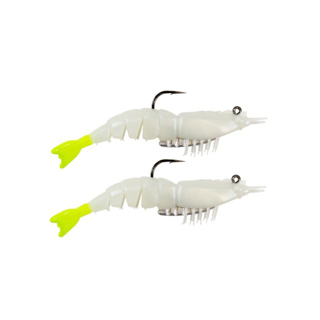 Z-man EZ SHRIMPZ RIGGED3.5 GLOW/CHART TAIL2PK