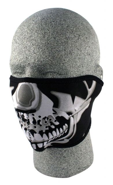 Zan Headgear Neoprene Half Mask Chrome Skull WNFM023H