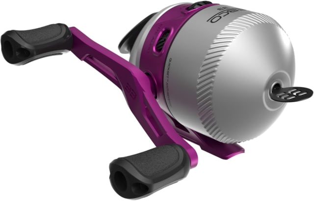 Zebco 33 Spincast Reel SZ 30 Reel Changeable Righ/Left Retrieve Built-In Bite Alert Durable All-Metal Gears Silver/Pink Clam Pack