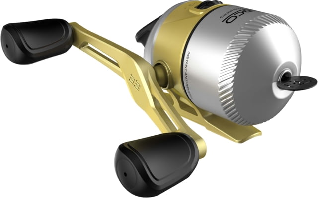Zebco 33 Gold Micro Spincast Reel SZ 10 Reel Changeable Righ/Left Retrieve Durable All-Metal Gears Pre-Spooled w/ 4lb Zebco Cajun Line Silver/Gold