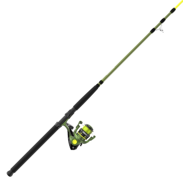 Zebco Big Cat Spinning Reel and Rod Combo 8ft 2-PC Pole Multi-Layered Drag Stack Pre-Spooled w/ 25lb Hi-Vis Zebco Line SZ 60 Reel Forest Green
