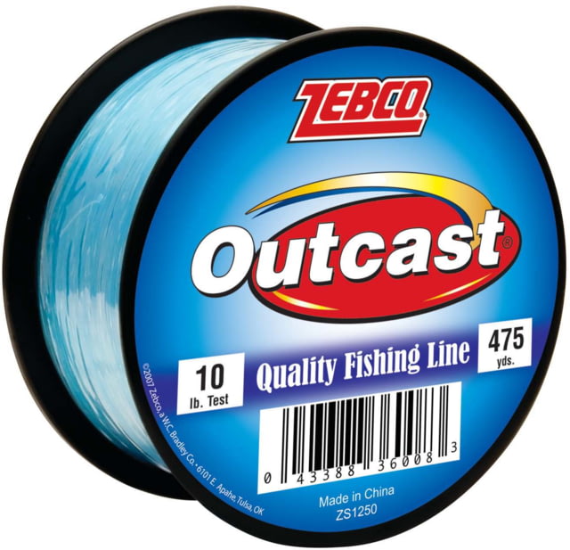Zebco Outcast Monofilament Fishing Line 475-Yards 10lb Low Memory and Stretch High Tensile Strength Blue
