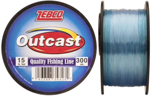 Zebco Outcast Monofilament Fishing Line 300-Yards 15lb Low Memory and Stretch High Tensile Strength Blue