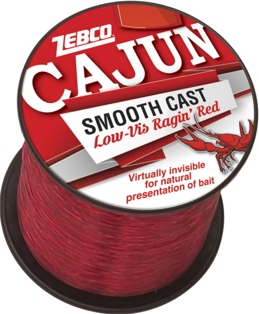 Zebco Cajun Smooth Cast Monofilament Fishing Line Low-Vis Ragin'Red Quarter Pound Spool 3000-Yards 4lb Virtually Invisible Natural Presentation