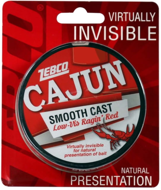 Zebco Cajun Smooth Cast Monofilament Fishing Line Low-Vis Ragin'Red Filler Spool 330-Yards 20lb Virtually Invisible Natural Presentation
