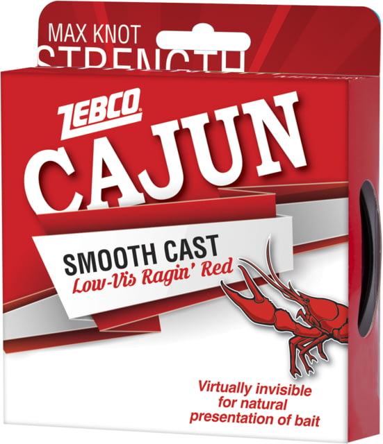 Zebco Cajun Smooth Cast Monofilament Fishing Line Low-Vis Ragin'Red Pony Spool 110-Yards 12lb Virtually Invisible Natural Presentation