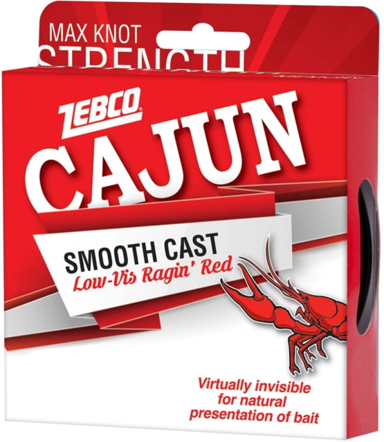 Zebco Cajun Smooth Cast Monofilament Fishing Line Low-Vis Ragin'Red Pony Spool 110-Yards 6lb Virtually Invisible Natural Presentation