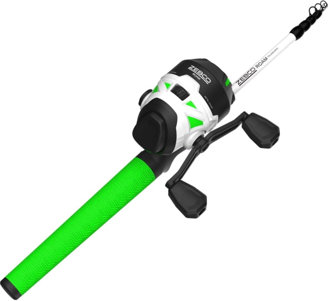 Zebco Roam Spincast Reel and Telescopic Rod Combo Extendable 18.5in to 6ft Telescopic Pole w/ ComfortGrip Handle QuickSet Anti-Reverse Reel Green