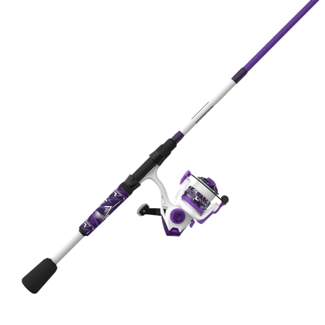 Zebco Roam Spinning Reel and Rod Combo 6ft 2-PC Fiberglass Pole Split ComfortGrip Handle Soft-Touch Handle Knob SZ 20 Reel Purple