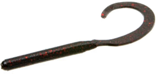 Zoom Curly Tail Finesse Worm 20 Pack 4in Black Red Glitter