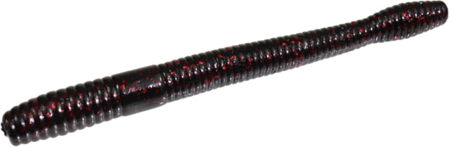 Zoom Magnum Finesse Worm 10 Pack 5in Black Red Glitter