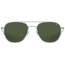 AO Original Pilot Sunglasses, Matte Silver Frame, 52 mm Calobar Green SkyMaster Glass Lenses, Bayonet Temple, Polarized, 738921550112