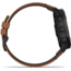 Garmin Fenix 6X Sapphire Multisport GPS Smartwatch, Black DLC w/Brown Leather Band, 010-02157-13
