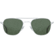 AO Original Pilot 4 Sunglasses, Matte Silver Frame, Green Nylon Lens, 57-20-145, OP-457STSMGNN