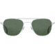 AO Original Pilot 4 Sunglasses, Matte Silver Frame, Green Nylon Polarized Lens, 55-20-145, OP-455STSMGNN-P