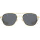 AO Original Pilot Sunglasses, Gold Frame, 52 mm True Color Gray AOLite Nylon Lenses, Bayonet Temple, Polarized, OP-152BTCLGYN-P