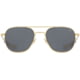 AO Original Pilot Sunglasses, Gold Frame, 52 mm True Color Gray SkyMaster Glass Lenses, Bayonet Temple, Polarized, 738921549314