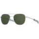 AO Original Pilot Sunglasses, Matte Silver Frame, 52 mm Calobar Green SkyMaster Glass Lenses, Bayonet Temple, Polarized, 738921550112
