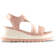 Cougar Hibiscus Leather Wedge Womans Sandals, Shell, 10, Hibiscus-Shell-10