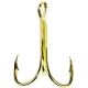 Eagle Claw 2x Double and Treble Hook Curved Point Regular Shank Gold A-Pack Hooks 376A-10