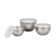 Le Creuset Nested Mixing Bowls w/ Nonslip Silicone Base & Plastic Air Tight Lids Steel