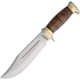 Marbles Stacked Leather Hunter Knife 11.5in Overall 7in Satin SS Clip Point Blade Stacked Leather Handle Brass Guard Brown Leather Sheath MR556