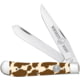 Whiskey Bent Knives Trapper Folding Knife Slip Joint 440 Steel Blade 4.125in Closed Length Acrylic Handle Brown Hide