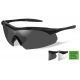 Wiley X Vapor Safety Sunglasses, APEL Approved 2 Lens Package, 1 Matte Black Frame w/Smoke Grey, Clear Lens, CH3501