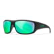 Wiley X WX Omega Sunglasses Matte Black Frame Captivate Polarized Green Mirror Lens