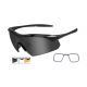 Wiley X Vapor Safety Sunglasses, 3 Lens Package, 1 Matte Black Frame w/Smoke Grey, Clear, Light Rust Lens w/ RX Insert, 3502RX