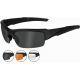 Wiley X WX Valor Sunglasses - 3 Lens Package, 1 Matte Black Frame w/Smoke Grey,Clear,Light Rust Lens, CHVAL06