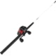 Zebco 606 Spincast Reel and Rod Combo 6ft 6in 2-PC Fiberglass Pole w/ EVA Handle SZ 60 Reel QuickSet Anti-Reverse Reel RH Retrieve Black/Red