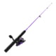 Zebco Dock Demon Spinning Reel and Rod Combo 30in 1-PC Fiberglass Pole EVA Rod Handle SZ 10 Reel train Drag Pre-Spooled w/ 6lb Zebco Line Purple